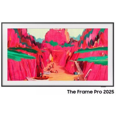 Téléviseur The Frame Pro 2025 affichant une œuvre colorée