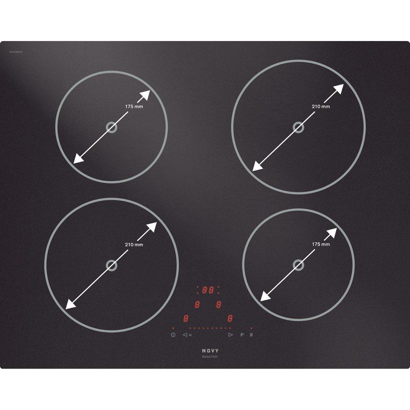 Plaque à induction noire quatre zones chauffantes