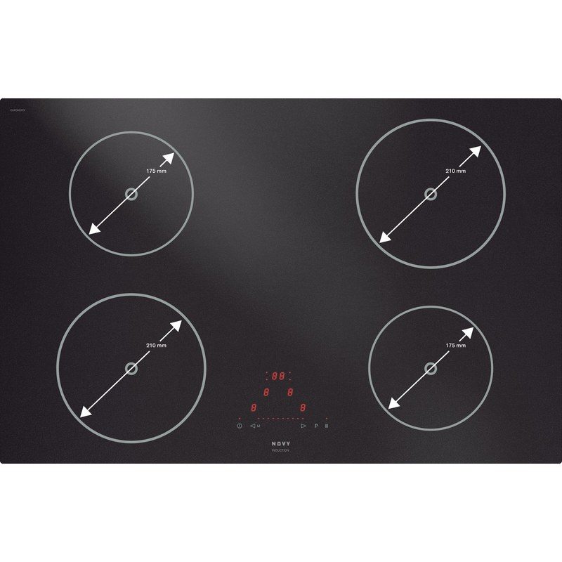 Plaque de cuisson à induction noire quatre foyers