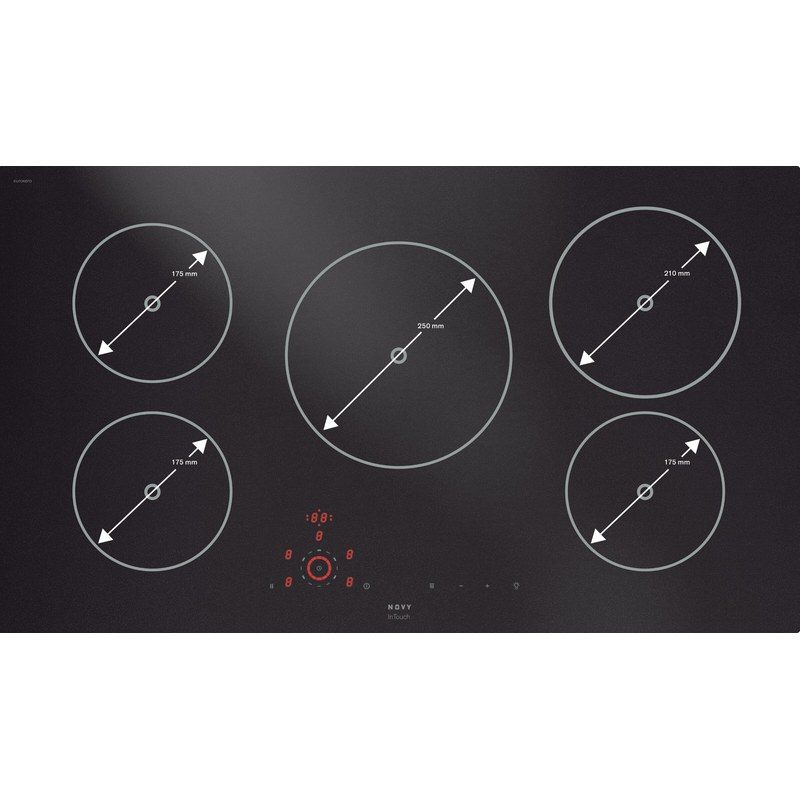 Plaque induction noire à cinq zones de cuisson