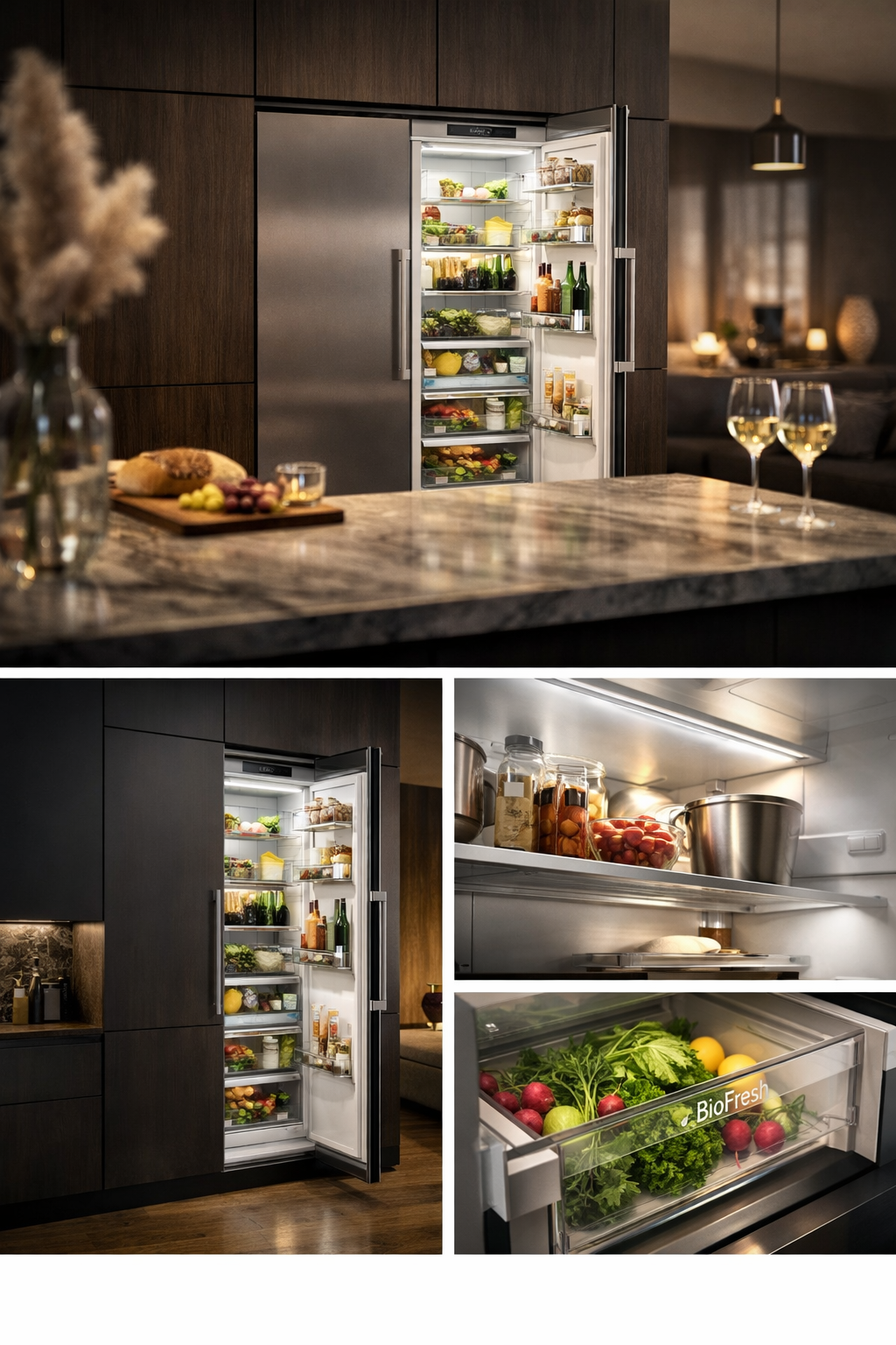 Réfrigérateur Liebherr intégré dans une cuisine haut de gamme