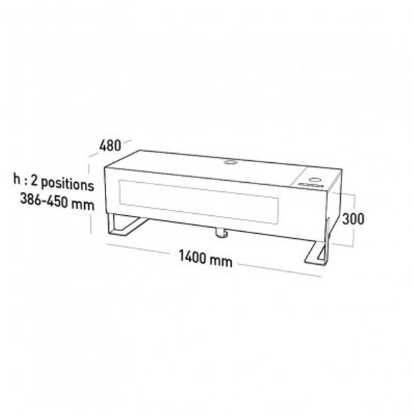 Schéma technique meuble TV avec dimensions indiquées