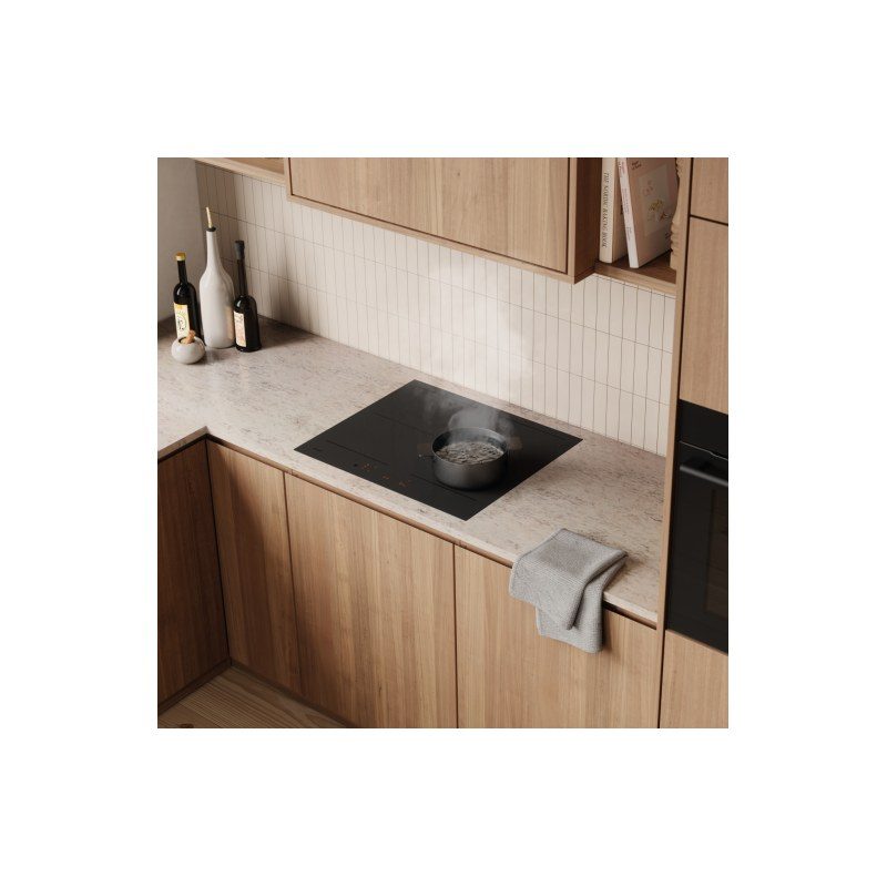 Cuisine moderne avec plaque de cuisson et casserole