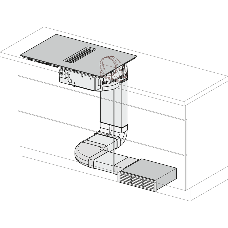 Schéma d’installation d’une hotte de cuisine encastrée
