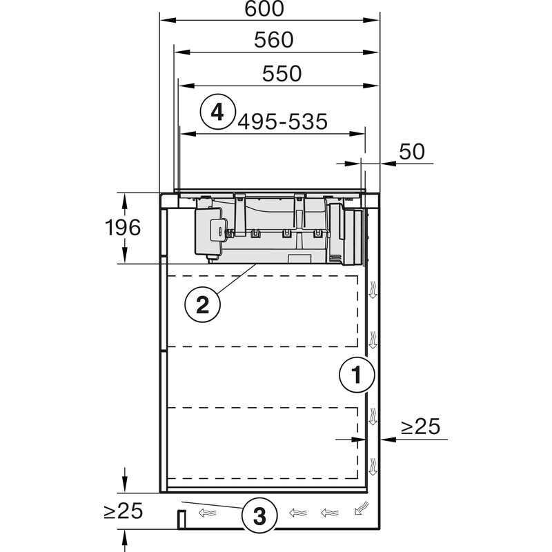 Schéma technique d’installation d’un appareil encastrable