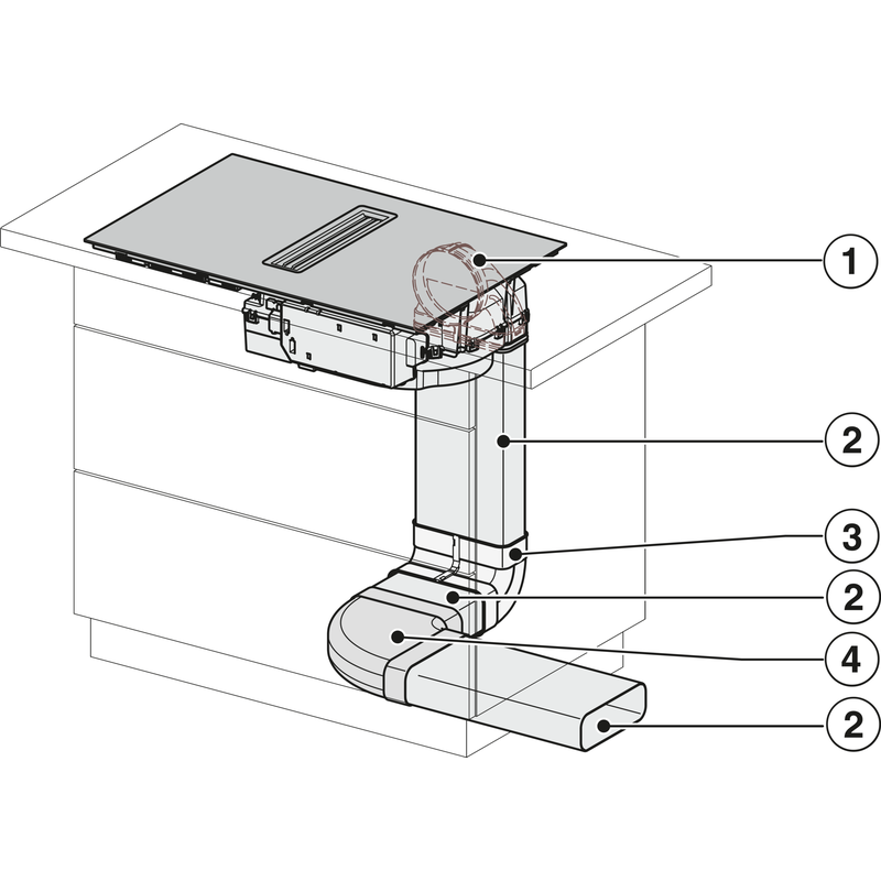 Schéma d’installation d’un conduit d’extraction de hotte
