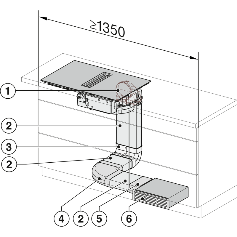 Schéma installation hotte de cuisine encastrée