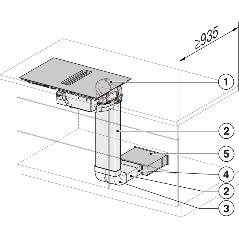 Schéma d’installation d’une hotte de cuisine encastrée