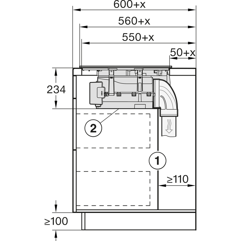 Schéma technique d’installation d’un appareil de cuisine
