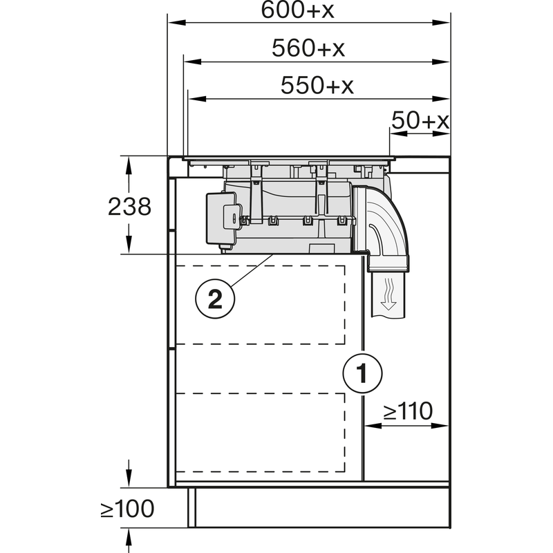 Schéma d’installation technique d’un appareil encastré