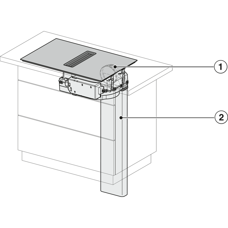 Schéma d’installation d’une hotte de cuisine encastrée