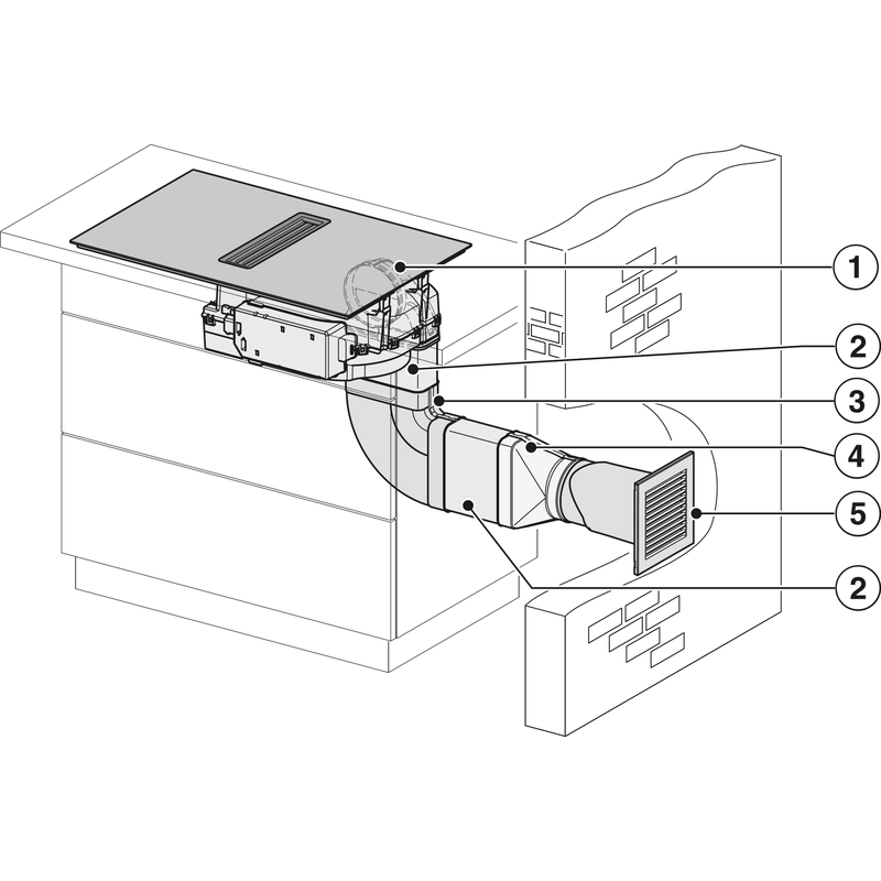 Schéma d’installation de hotte de cuisine encastrée