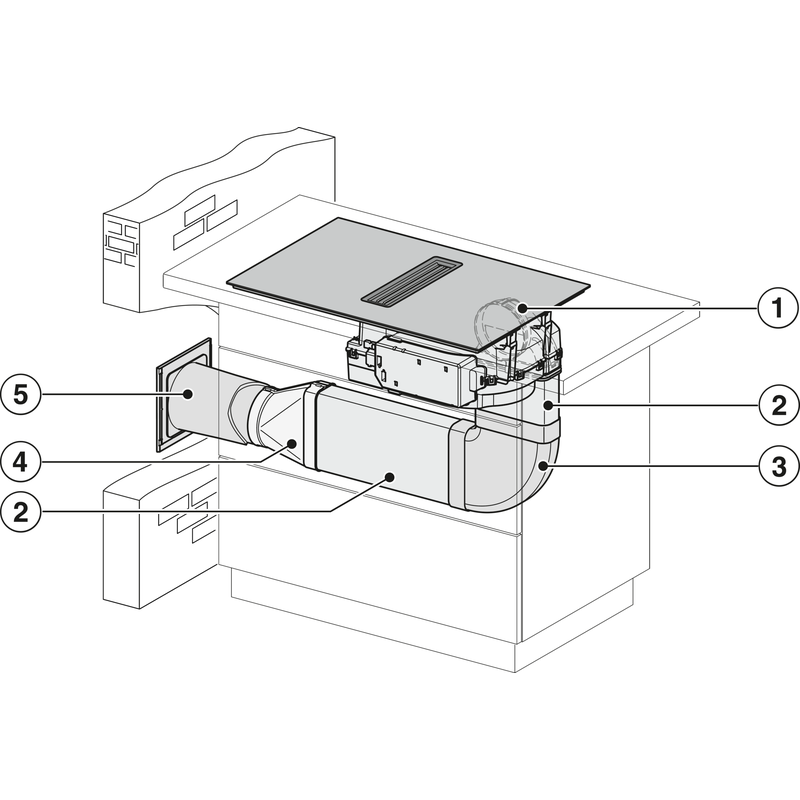 Schéma d’installation d’une hotte aspirante encastrée