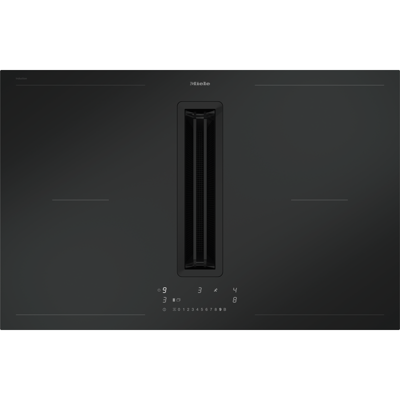 Table de cuisson à induction noire avec hotte intégrée