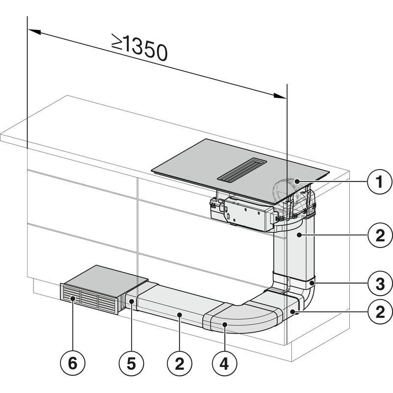 Schéma d’installation hotte de cuisine intégrée