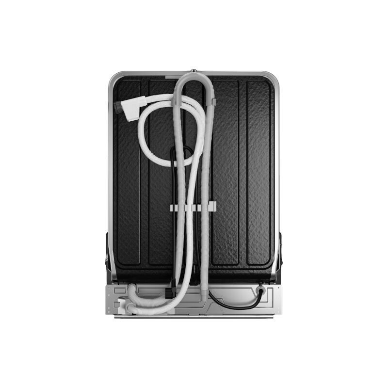 Arrière d’un lave-vaisselle avec tuyaux visibles