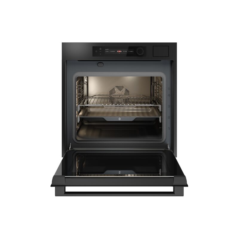 Four encastrable noir porte ouverte