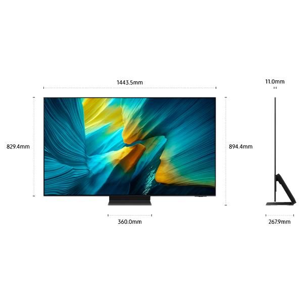 Téléviseur moderne avec dimensions indiquées