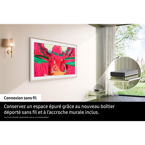 Téléviseur mural avec boîtier sans fil moderne