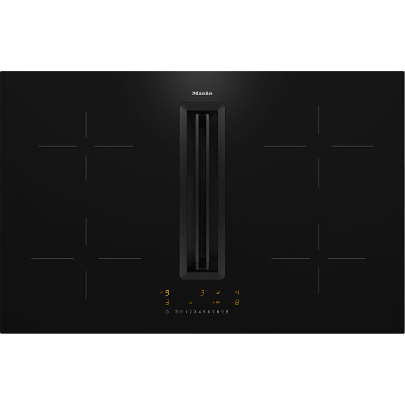 Plaque à induction noire avec hotte intégrée
