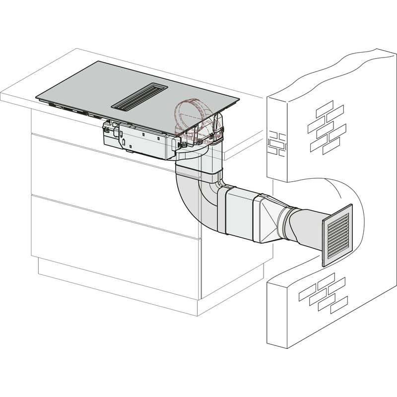 Schéma d’installation d’une hotte de cuisine encastrée