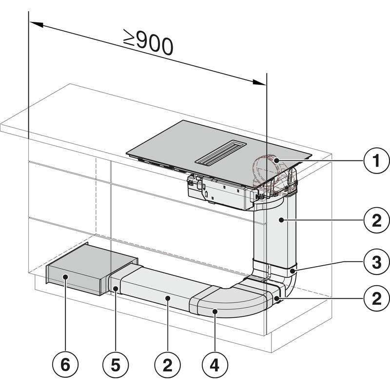 Schéma d’installation d’un système de ventilation encastré
