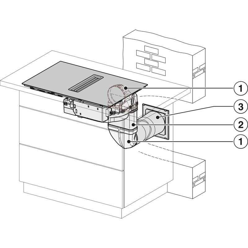Schéma d’installation d’une hotte aspirante encastrée