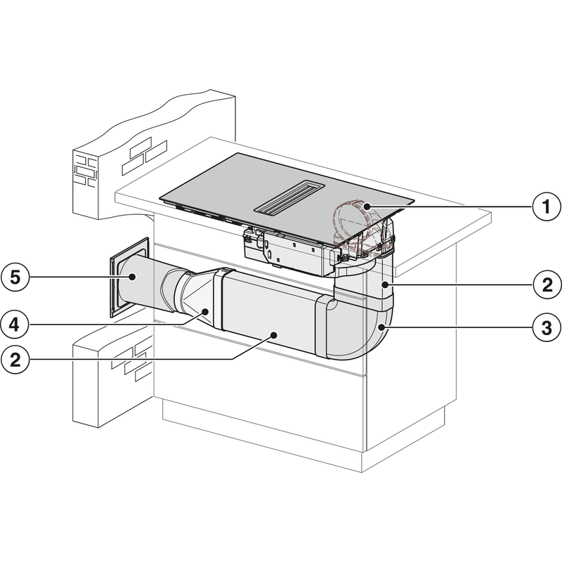Schéma d’installation d’un système d’aspiration de hotte.