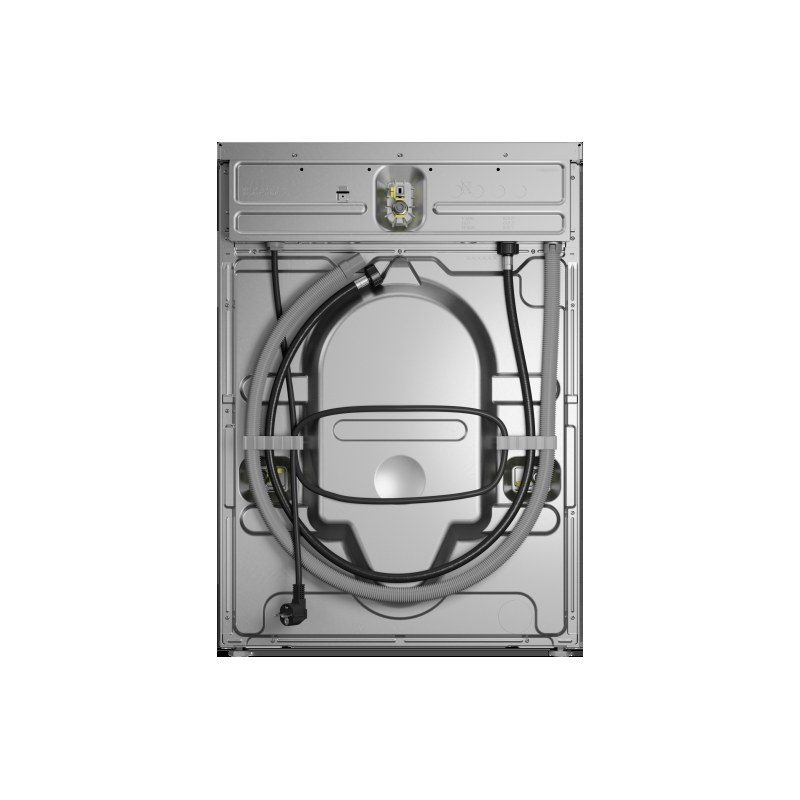 Arrière d’un lave-vaisselle avec tuyaux et raccords