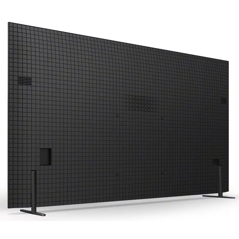 Arrière d’un grand téléviseur noir sur pied