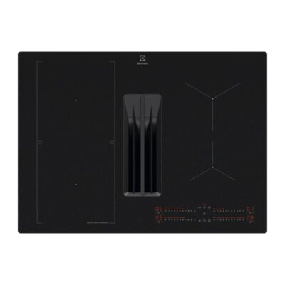 Plaque à induction noire avec hotte intégrée