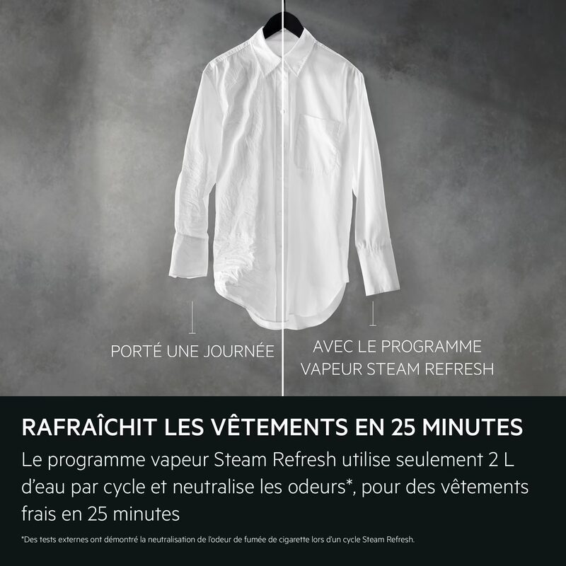 Chemise blanche avant et après rafraîchissement vapeur