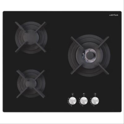 Plaque de cuisson gaz noire à trois foyers