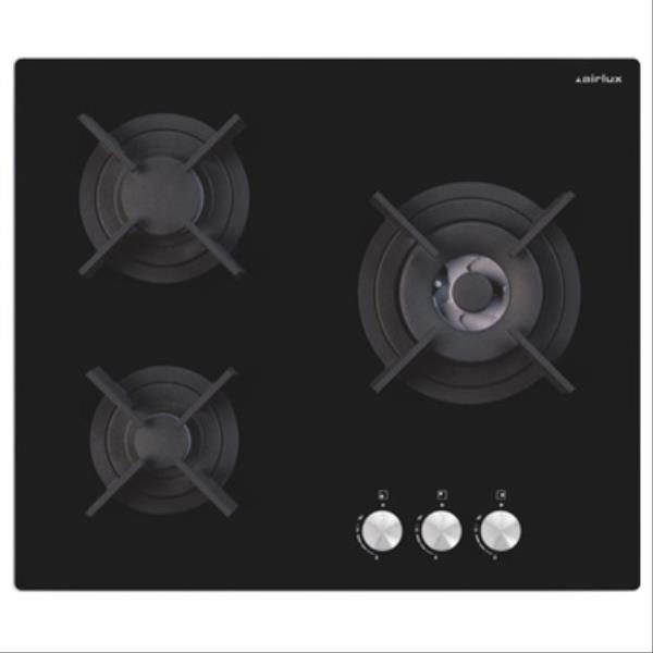 Plaque de cuisson gaz noire à trois foyers