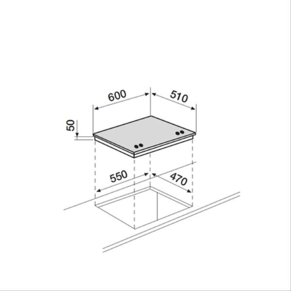 Schéma dimensions plaque de cuisson encastrable