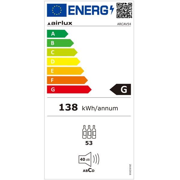 Étiquette énergie Ariclux classe G 138 kWh