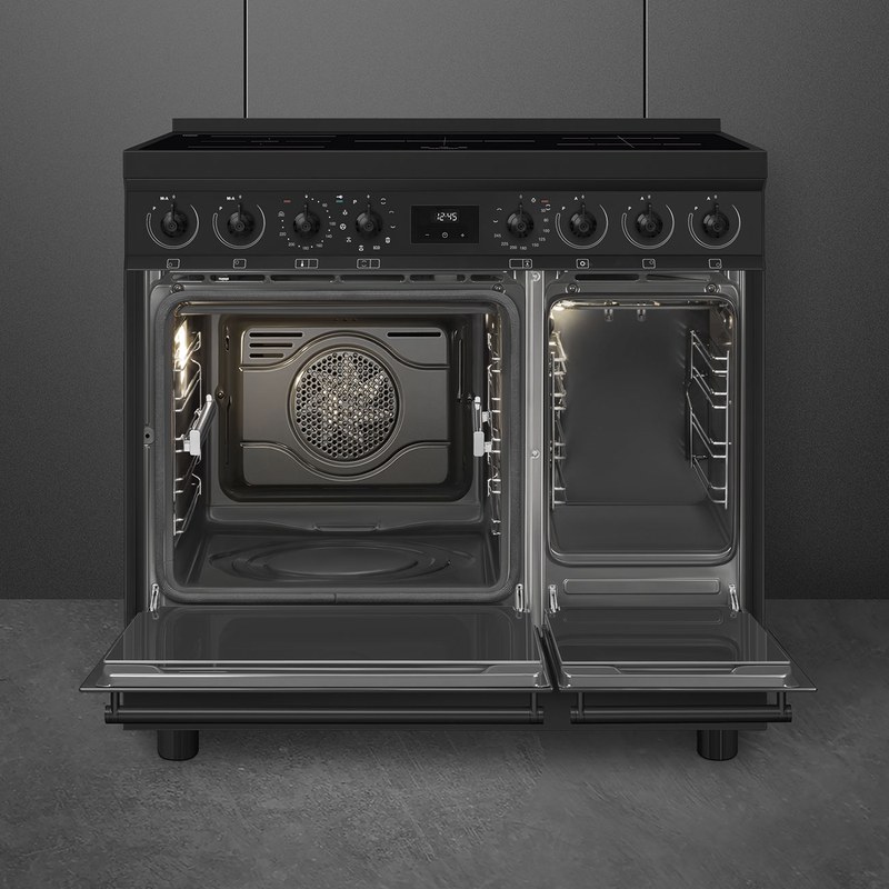 smeg c92ipn2 piano de cuisson 90 cm induction 5 foyers double four pyrolyse noir mat