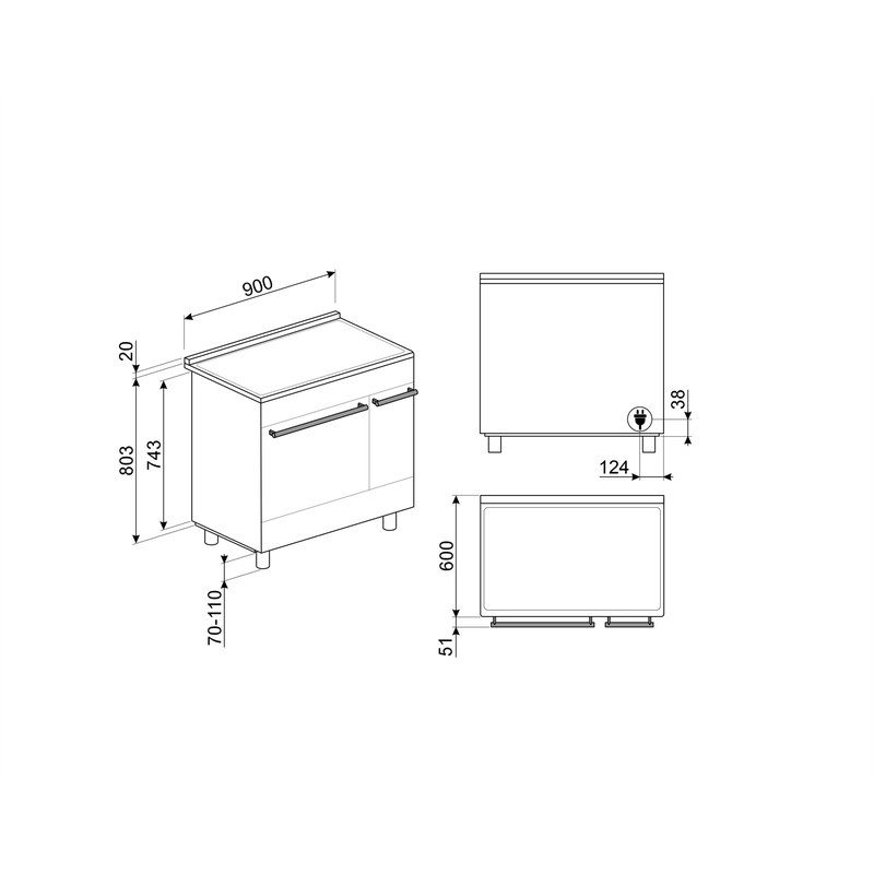 smeg c92ipn2 piano de cuisson 90 cm induction 5 foyers double four pyrolyse noir mat