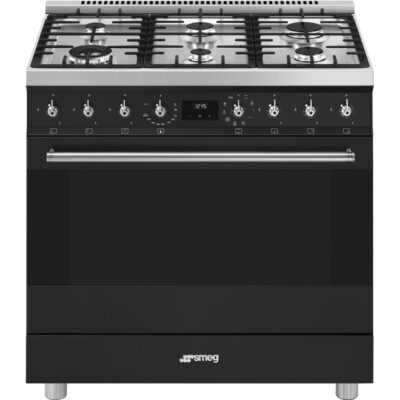 smeg c9gmmb2 piano de cuisson 90 cm gaz 6 foyers four 115 l chaleur tournante noir mat