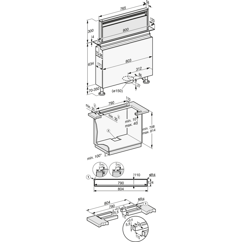 Miele DAD 6880 Levantar Ambient hotte plan de travail 80 cm Downdraft Con@ctivity AmbientLight – Image 5