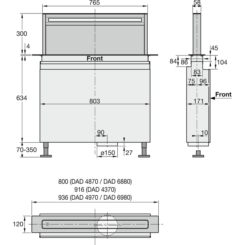 Miele DAD 6880 Levantar Ambient hotte plan de travail 80 cm Downdraft Con@ctivity AmbientLight – Image 6
