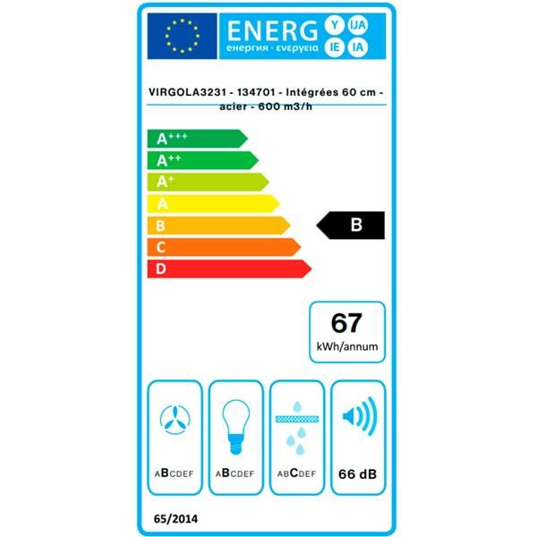 falmec virgola3431 hotte encastrable 90 cm inox 600 m³/h dynamic led