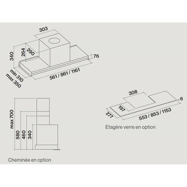 falmec virgola3431 hotte encastrable 90 cm inox 600 m³/h dynamic led