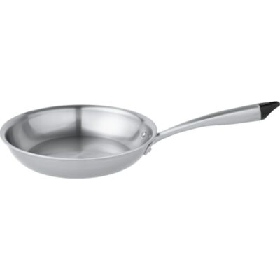 Poêle en acier inoxydable avec manche métallique