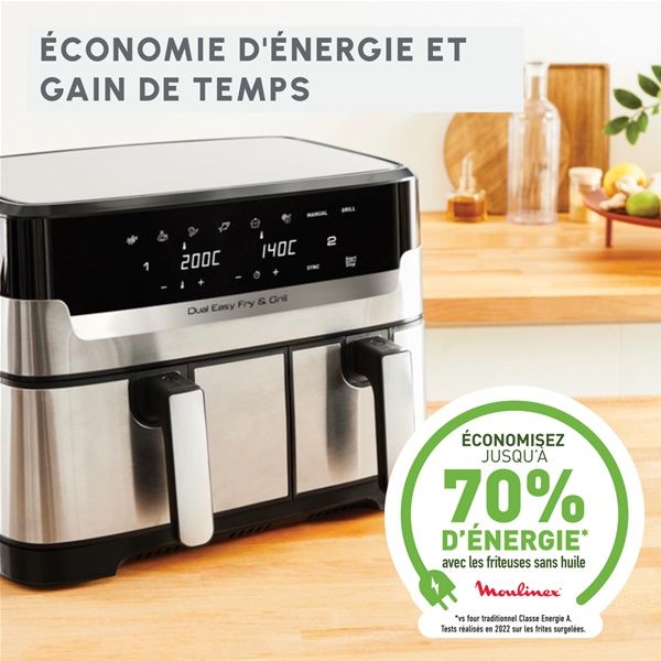 Moulinex EZ905D20 Dual Easy Fry & Grill friteuse air fryer 8,3 L double tiroir – Image 2