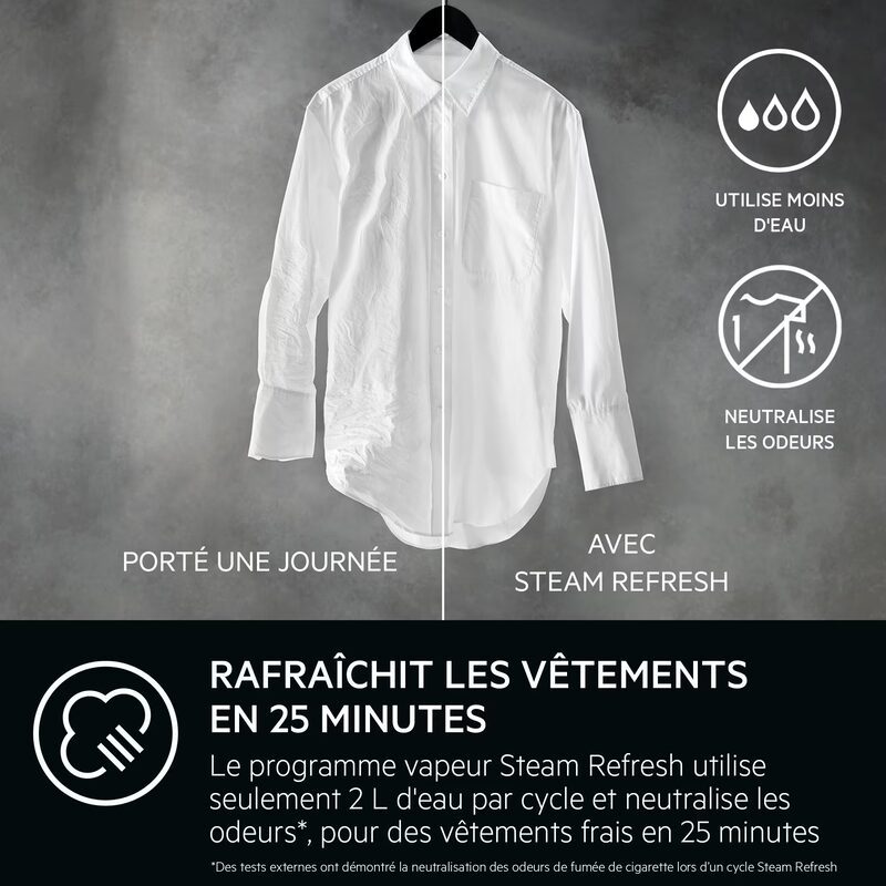 Chemise blanche rafraîchie avec programme vapeur