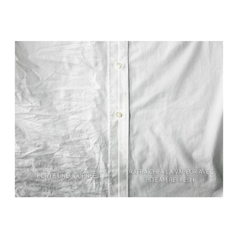 Chemise blanche froissée avant et après vapeur