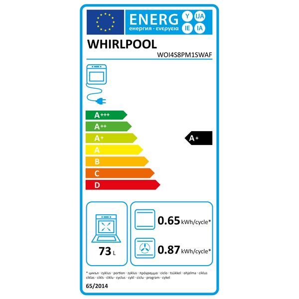 whirlpool woi4s8pm1swaf four encastrable 73 l pyrolyse airfry steam+ 6ème sens blanc