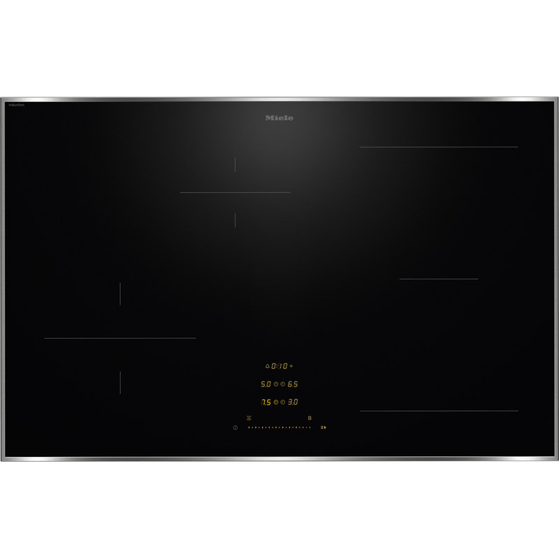miele km 8482 fr table induction 80 cm cadre inox powerflex xl singleslide