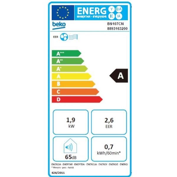 beko bs107cn climatiseur mobile 1900w 6500 btu déshumidificateur